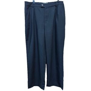 RIHOAS Black High Waisted  Straight Leg Pleated Trousers Pants XL 34x30 EUC